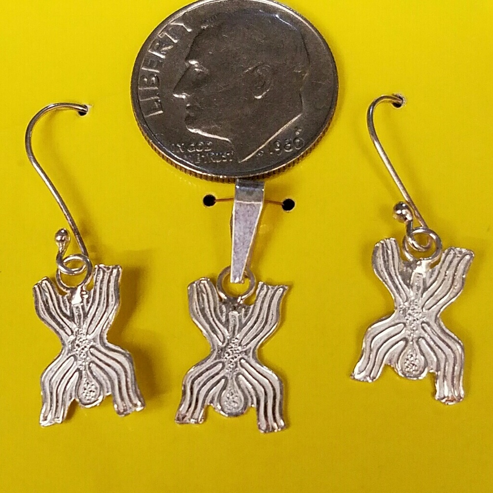 Peru 950 Sterling Silver Earrings Pendant Set+Gift